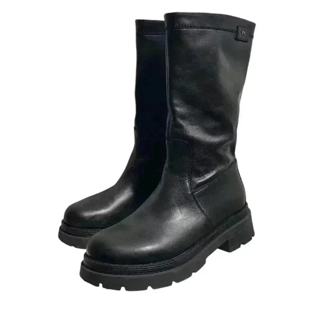 NERO GIARDINI Made in Italy Women's Leather Black Combat Boots Size 39 - Picture 5 of 12